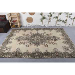 พรมตุรกีวินเทจ ขนาด 6.3x9.3 ฟุต (192x283 ซม.) ลายตารางสีเบจ - Product Image 2