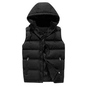 Vestes légères sans manches pour hommes Gilet à capuche avec fermeture éclair pour l'extérieur Gilet rembourré pour l'hiver avec fonction grande taille - Product Image 1