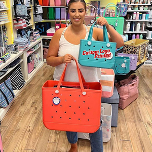 Sac de plage en EVA avec impression de logo, sac fourre-tout de haute qualité, portable, imperméable, avec poignées en silicone résistantes à l'eau, design ouvert - Product Image 1
