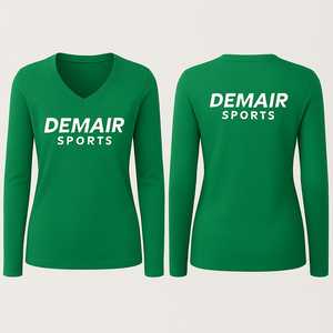 Cuello redondo de manga larga para mujer, camisetas a cuadros de colores personalizados, diseño personalizado, DEMAIR SPORTS, 100% algodón, ligero, ajustado - Product Image 5