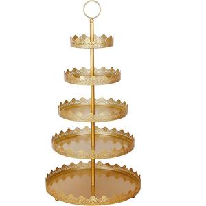 Premium Quality 5 Tier Metal Large Round Gold Cupcake <b>Cake</b> Stand Indoor <b>Wedding</b> Anniversary Birthday Celebration <b>Cake</b> Holder - Product Image 1