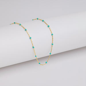 Collier chaîne en émail vert menthe, design artisanal turc, argent sterling 925 plaqué or et rhodium, bijoux faits à la main - Product Image 6