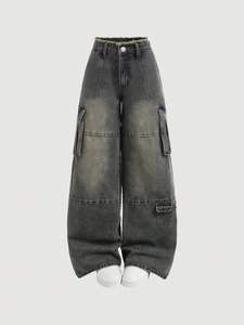 Jeans de Mezclilla de Cintura Media para Mujer, Estilo Boyfriend, Vintage, Oscuros, Transpirables, de Color, Corte Holgado, Verano, Ecológicos, Estilo Urbano Y2K - Product Image 5