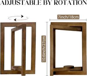 Lanterne de mariage pièce maîtresse lanterne bougeoir pour table lot de 2 lanterne rotative en bois centre de mariage décoratif - Product Image 6