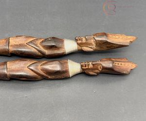 Ensemble de couverts en bois rustique moderne, vaisselle durable avec texture de grain naturel - Product Image 4