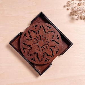 Tradebyd Ensemble de sous-verres en bois de noyer élégant pour protéger les tables avec grain naturel chic et design raffiné - Product Image 6