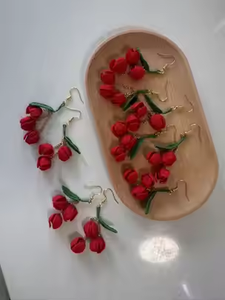Pendientes de Ganchillo Personalizados DMC Tulipán, Joyas de Ganchillo con Micro Gancho, Pendientes Colgantes Florales, Joyería Floral, Mini Pendientes de Ganchillo para Boda, Regalo - Product Image 2