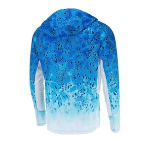 Sweat à capuche de pêche à conception par sublimation avec cache-cou UPF 50 + Tissu respirant Séchage rapide Chemise à capuche à manches longues - Product Image 2