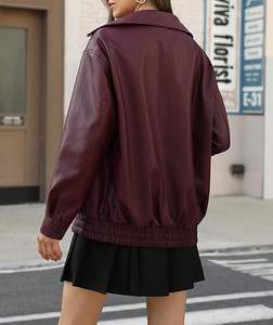 Veste de moto en cuir synthétique pour femme de qualité supérieure, grande taille, imperméable, écologique, hiver, manches longues, fermeture éclair, surdimensionnée - Product Image 3