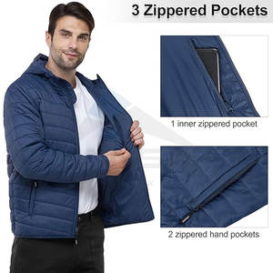 Chaqueta acolchada con aislamiento plegable para hombre al por mayor con capucha abrigo de invierno resistente al agua para senderismo, nieve, esquí marca personalizada - Product Image 3