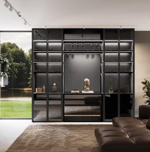 Italian Style Luxury Walnut Living Room Furniture Set Modern <b>Wall</b> <b>Unit</b> Modular Bookcase with Integrated <b>Floating</b> Study Desk - Product Image 3