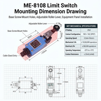 Interrupteur de fin de course ME-8108 à levier à rouleau réglable 1NO 1NC 5A 250V AC IP65 pour machines industrielles CNC