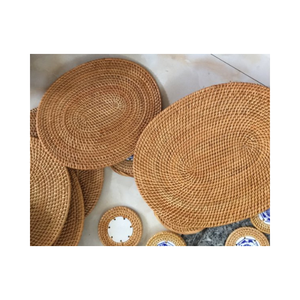 Plaque de rotin durable paille tissée plateau de service rond tapis de décoration écologique vente en gros vietnam meilleure qualité matériaux naturels c - Product Image 1