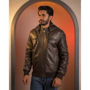 Veste à capuche amovible deux-en-un SF002H marron imperméable réversible pour le printemps, motif brodé, ODM, enduite, emballage individuel, Air - Product Image 4