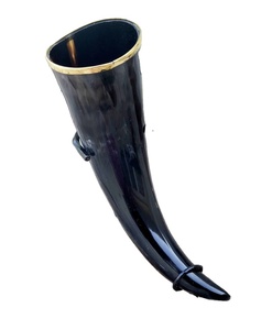 แก้วบัฟฟาโลฮอร์นสำหรับดื่มในยุคกลางถ้วยไวน์เบียร์รูปทรงกรวยพร้อมขาตั้งธรรมชาติสำหรับกลับไปโรงเรียน - Product Image 1