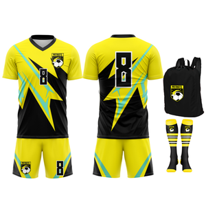 Uniforme de Fútbol Sublimado de Diseño Personalizado OEM/ODM, Conjunto de Manga Corta, Hecho con Tela 100% Poliéster de Secado Rápido, Cuello en V, Ropa de Equipo - Product Image 1