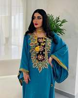 Kaftan Abaya pour femmes musulmanes arabes adultes - Tissu Georgette, design perlé à la main et pailleté, grande taille, léger, manches longues, coupe haute