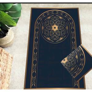 Alfombra de Oración Islámica Dorada: Decoración Musulmana para el Hogar, Alfombra de Adoración, con Pelo Suave - Product Image 2