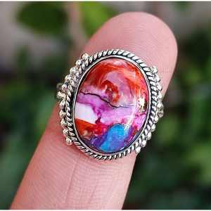 Oyster Copper Turquoise 925 Sterling Silver Handmade Boho <b>Statement</b> <b>Ring</b> Women's Fashion Gift - Product Image 6