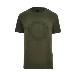 เสื้อยืดคอกลมผู้ชาย ลายนูน สไตล์ลำลอง แขนสั้น สตรีทแวร์ ทรงปกติ เสื้อแฟชั่นฤดูร้อน สกรีนโลโก้ได้ ผ้าฝ้าย 100% - Product Image 5