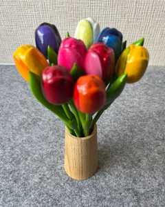 Vase à fleurs en noyer en bois massif Ornement de fleurs séchées pour le salon Vase à fleurs en bois à usage décoratif pour la maison - Product Image 3