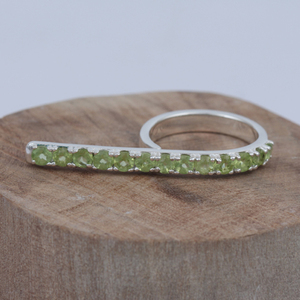 925 Sterling Silver Women's Trendy Round <b>Peridot</b> Cluster Prong Setting Classic Fancy Fine Cocktail <b>Ring</b> Everyday Wear - Product Image 1