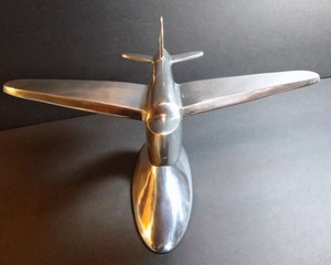 Sculpture d'avion en aluminium poli Art déco, modèle de bureau, décor d'avion vintage, design rétro, affichage décoratif à collectionner - Product Image 2