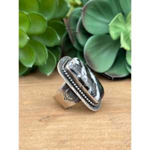 Anillo de Plata de Ley Chapado en Oro Rosa con Jaspe Cebra Navajo, Engaste de Bisel Moderno, Talla 13, Regalo Perfecto - Product Image 3