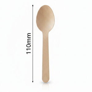 Cucharas de Madera Miniatura de 110 mm al por Mayor para Servicio de Alimentos, Cucharas Desechables de Madera de Abedul Natural, Vajilla Sostenible de Alta Calidad - Product Image 2