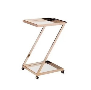 Carrito para servir comida único 2023, carrito decorativo con acabado dorado de acero inoxidable a precio mayorista - Product Image 1