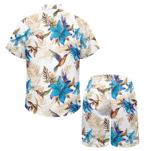 Men's Custom Print <b>Hawaiian</b> Shirt <b>Shorts</b> Set Breathable High Street Style Solid Pattern Summer Beach Casual Outfit Plus Size - Product Image 2