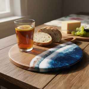 Tabla de Cortar de Madera de Resina Única, Hecha de Madera de Acacia y Mango, que Ofrece una Belleza Natural de Grano y una Durabilidad - Product Image 1