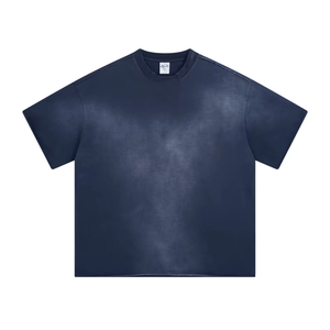 Heavyweight Custom logo Curling Distressed 100% Cotton 305gsm <b>Plain</b> Blank Oversized Drop Shoulder O-neck Streetwear Men <b>Tshirt</b> - Product Image 4