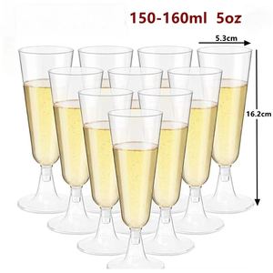 Flûtes à champagne jetables à bord doré, verres à pied en plastique pour cocktails, vin, <span class=keywords><strong>martini</strong></span>, gobelets de fête scintillants pour événements de mariage - Product Image 1