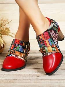 Automne fête mode femmes bottine à talons hauts Style occidental multi-impression avec fermeture à glissière et talon carré antidérapant - Product Image 6