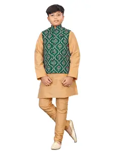 Readymade cotton trẻ em kurta với dupiin lụa nghệ thuật Pajama với giá bán buôn từ surat