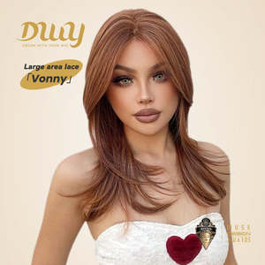 Vonny-DWY Light <b>Brown</b> Lace Front 136 Free Part Synthetic <b>Wig</b> Dark Orange Mid-Length <b>Wig</b> - Product Image 1