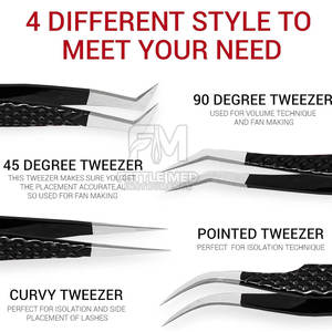 Pince à épiler pour extensions de cils Ultra Grip, pince à épiler professionnelle pour l'isolation des cils, pince à épiler pour cils à pointe inclinée, OEM/ODM - Product Image 4