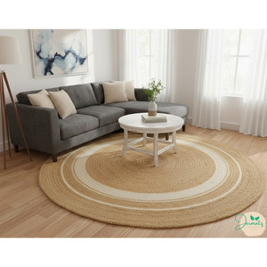 Alfombra de Yute Ecológica para el Hogar, Diseño Floral de Hojas, para Decoración de Sala de Estar, Dormitorio, Bodas, Ofreciendo un Aspecto Natural - Product Image 5