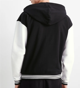 Veste Letterman à la mode avec logo personnalisé veste universitaire avec capuche fermeture à glissière en toile couleurs contrastées hiver - Product Image 3