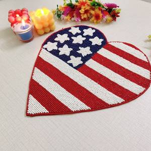 <b>Beaded</b> <b>Placemat</b> Handmade Round Charger for Luxury Dining & Holiday Decor Unique Piece Handmade <b>Beaded</b>, <b>Placemat</b>, Housewarming - Product Image 5