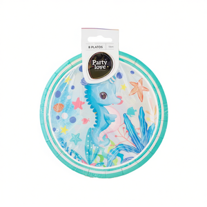 Platos de Papel para Fiesta con Diseño de Caballito de Mar de 17 cm, Artículos para Fiestas - Product Image 2