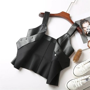 Gilets en cuir véritable au design hip-hop élégant pour femmes, vente en gros, gilet tendance en peau de mouton, respirant, tendance - Product Image 3