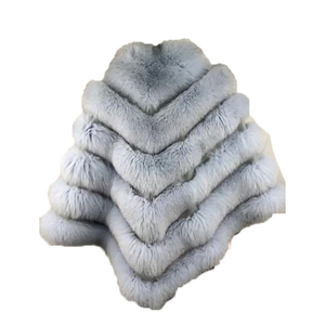 2025 haut Premium femmes blanc fourrure de renard Cape Poncho veste d'hiver fermeture à glissière chauffée coupe-vent respirant fini bas quantité minimale de commande - Product Image 2