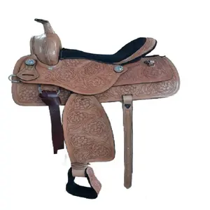 最高品質の英語馬乗馬フルシート手彫りウエスタンサドル馬サドルメーカーインドポータブル