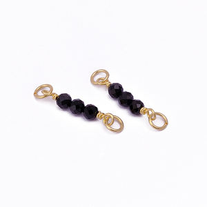 Perles d'onyx noir breloques en pierres précieuses à la main fil Wrap Double boucle connecteur pour la fabrication de bracelets composants paire approvisionnement bijoux - Product Image 2