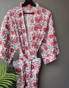 Kimono Floral blanco de algodón 100%, estilo informal, ligero, noche de verano, ropa de playa, Bikini hasta la rodilla, bata de ducha envolvente, baño para dormir - Product Image 3