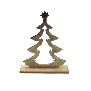 Tabletop Decoration Aluminum/Wood X Mas <b>Tree</b> W/Base Rough Nickel for <b>Christmas</b> Decoration <b>Modern</b> Design Tabletop Customized - Product Image 5