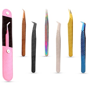 Nouvelle pince à cils professionnelle personnalisée avec logo, pour volume russe, à poignée diamantée et pointe en fibre, pour usage esthétique, pince d'isolation - Product Image 4