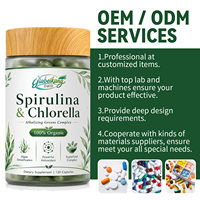 Capsules de spiruline et de chlorelle en marque privée OEM, complément naturel d'algues, détoxifiant, antioxydant, soutien immunitaire, nettoyage du corps